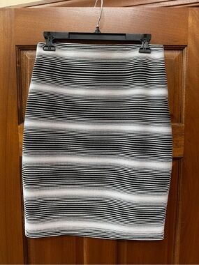 Joseph Ribkoff Black and White Striped Pencil Skirt